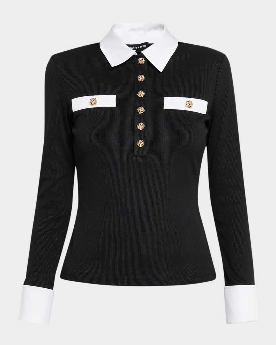 Asher Long-Sleeve Poplin Combo Top